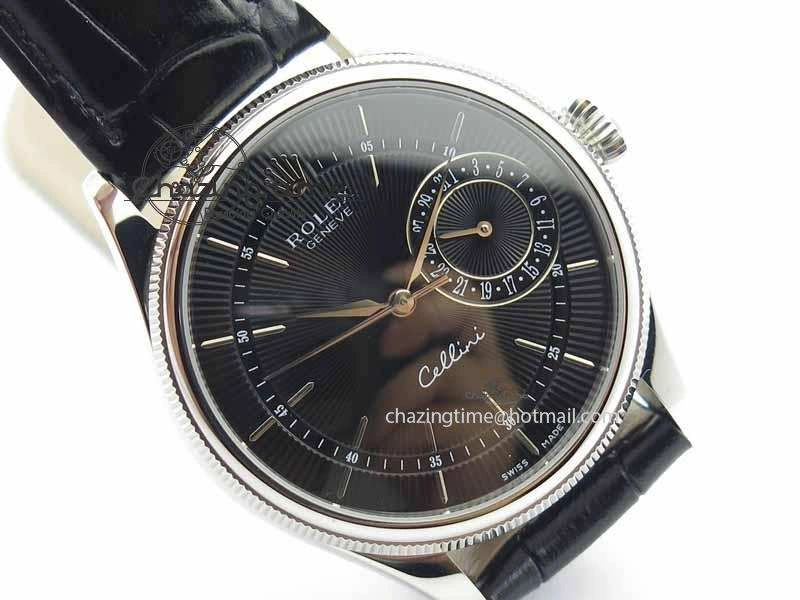 StreetReady Cellini Date VF Best Edition SS Black Dial Stick Markers On Black Leather Strap A 3725