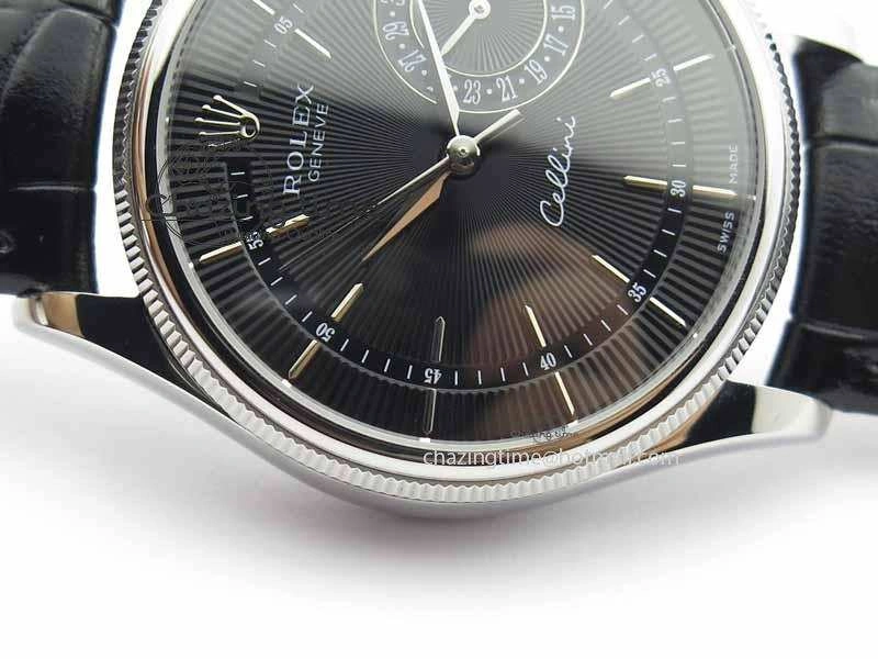 StreetReady Cellini Date VF Best Edition SS Black Dial Stick Markers On Black Leather Strap A 3725