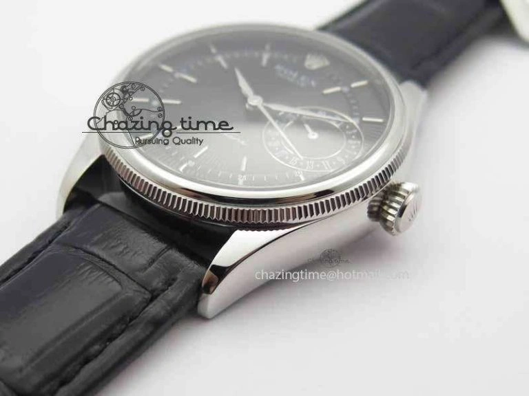 StreetReady Cellini Date VF Best Edition SS Black Dial Stick Markers On Black Leather Strap A 3725