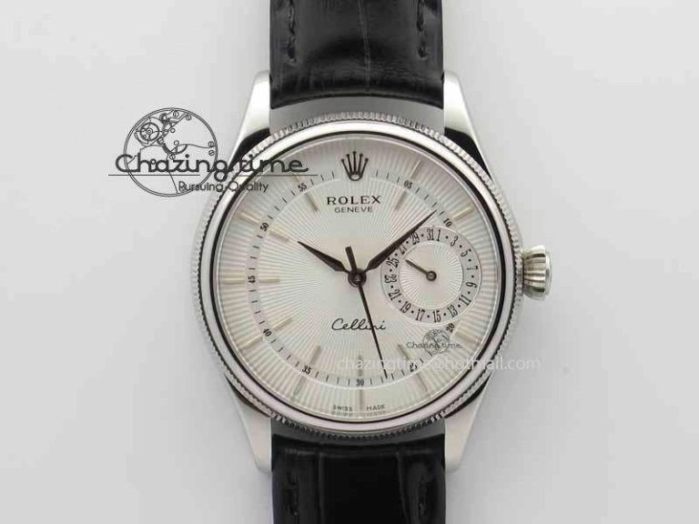 Modern Cellini Date VF Best Edition SS White Dial Stick Markers On Black Leather Strap A 3727