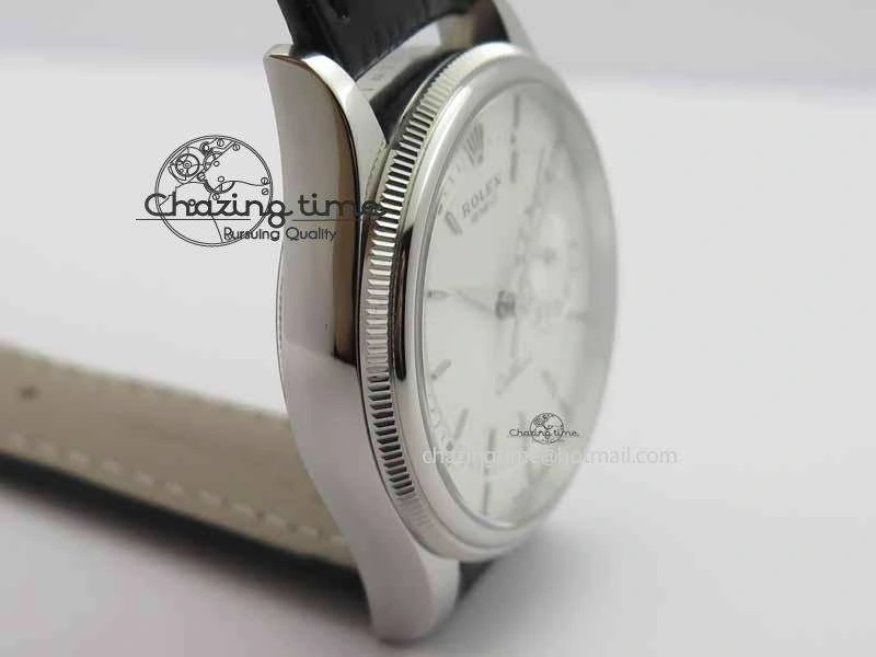 Modern Cellini Date VF Best Edition SS White Dial Stick Markers On Black Leather Strap A 3727