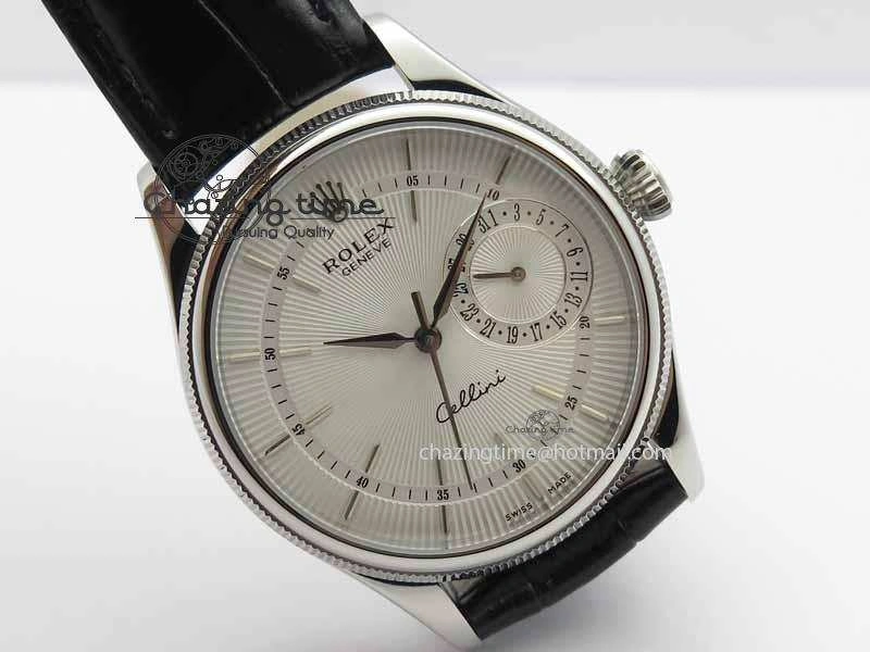 Modern Cellini Date VF Best Edition SS White Dial Stick Markers On Black Leather Strap A 3727