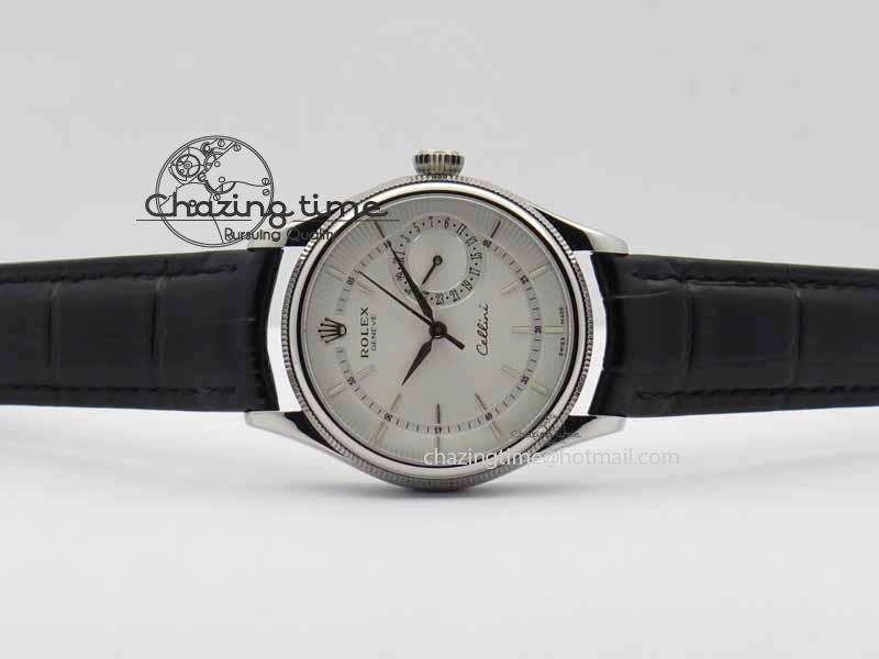 Modern Cellini Date VF Best Edition SS White Dial Stick Markers On Black Leather Strap A 3727
