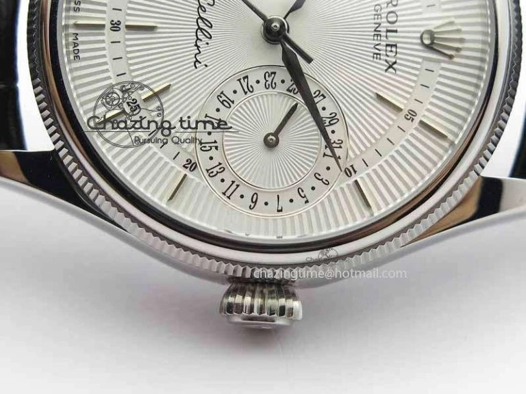 Modern Cellini Date VF Best Edition SS White Dial Stick Markers On Black Leather Strap A 3727