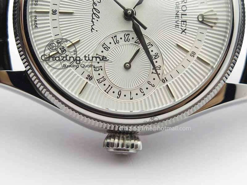 Modern Cellini Date VF Best Edition SS White Dial Stick Markers On Black Leather Strap A 3727
