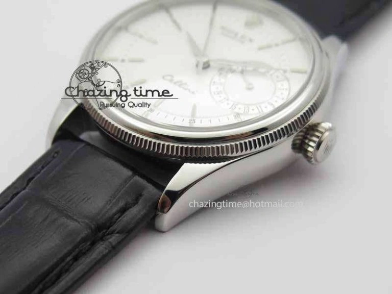 Modern Cellini Date VF Best Edition SS White Dial Stick Markers On Black Leather Strap A 3727