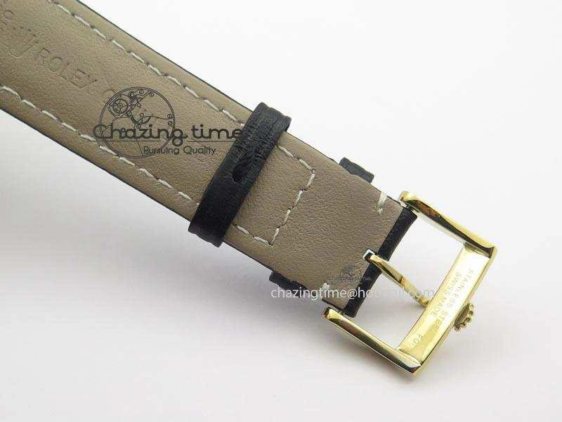 Cellini Date YG Black Dial Numeral And Stick Markers On Brown Leather Strap A EasyMatch 3880