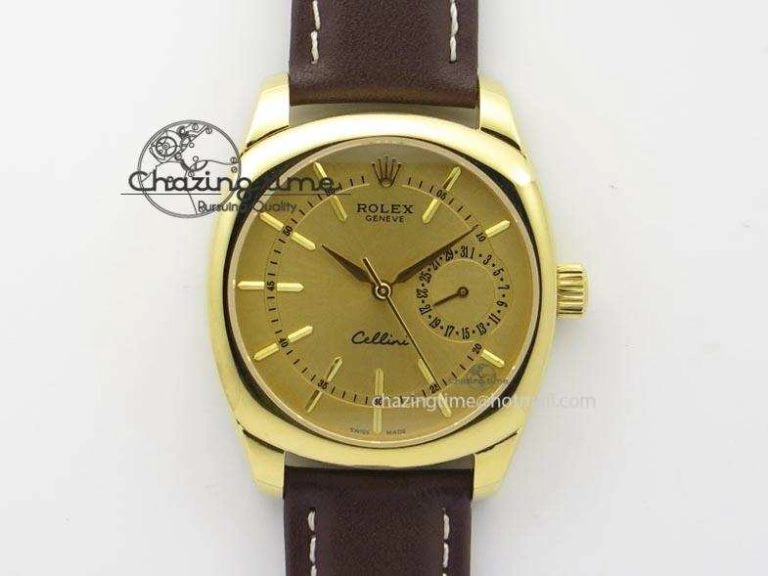 Cellini Date YG Gold Sticks Dial On Brown Leather Strap A ModernLook 3885