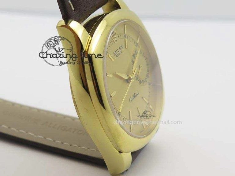 Cellini Date YG Gold Sticks Dial On Brown Leather Strap A ModernLook 3885