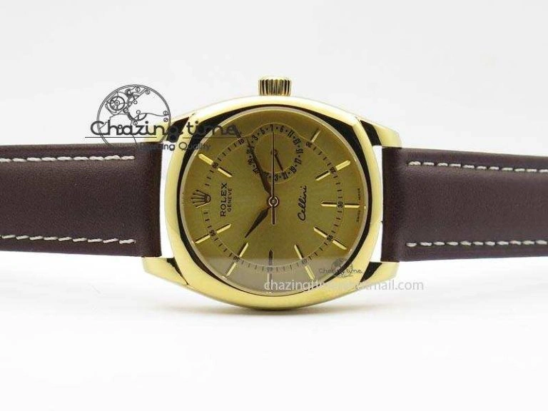 Cellini Date YG Gold Sticks Dial On Brown Leather Strap A ModernLook 3885