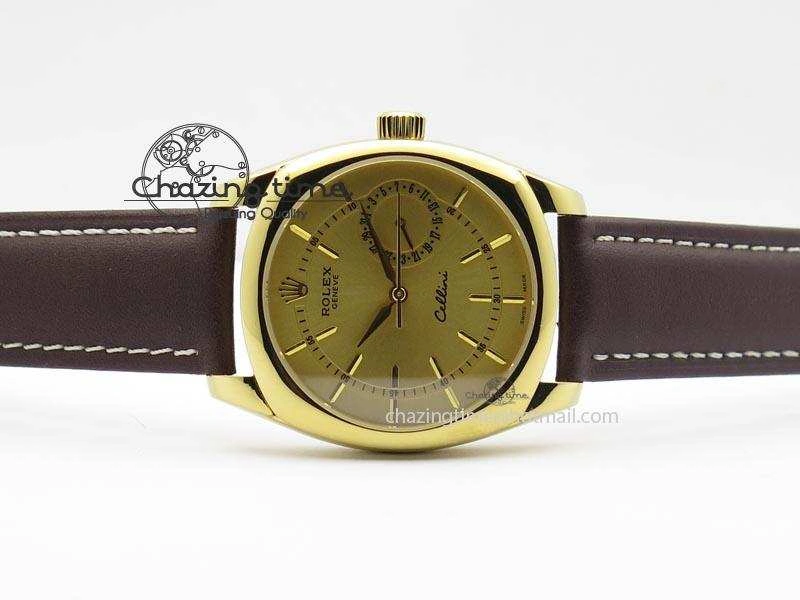 Cellini Date YG Gold Sticks Dial On Brown Leather Strap A ModernLook 3885