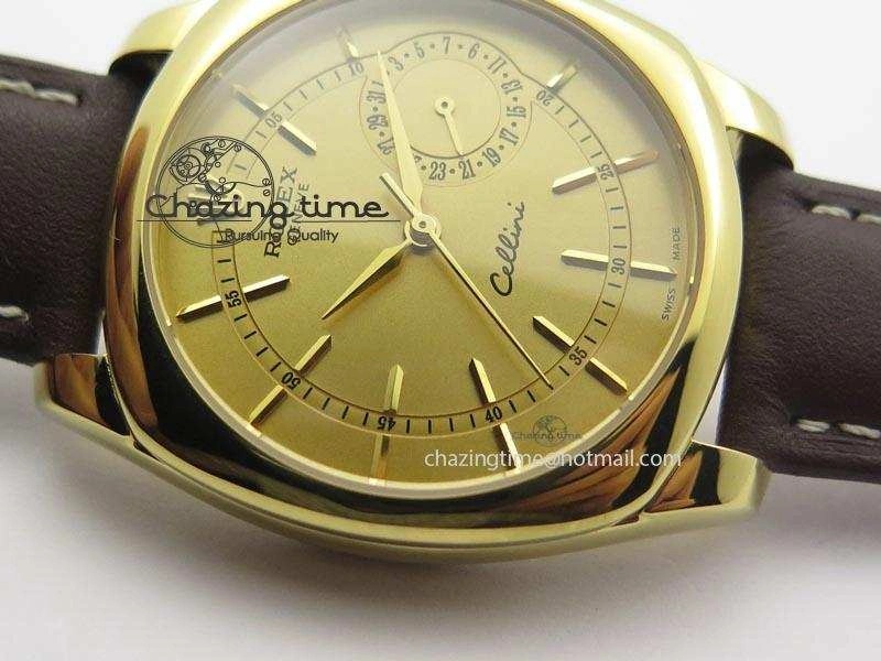 Cellini Date YG Gold Sticks Dial On Brown Leather Strap A ModernLook 3885