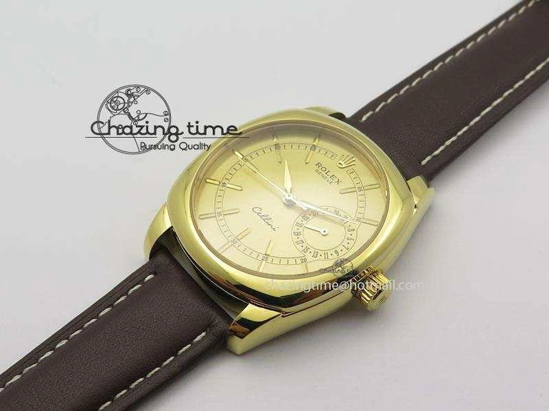 Cellini Date YG Gold Sticks Dial On Brown Leather Strap A ModernLook 3885