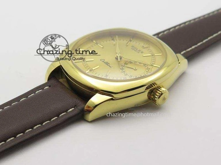 Cellini Date YG Gold Sticks Dial On Brown Leather Strap A ModernLook 3885