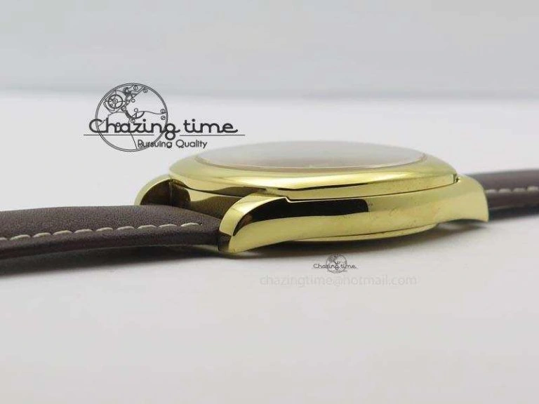 WeatherProof Cellini Date YG White Dial Numeral And Stick Markers On Brown Leather Strap A 3882