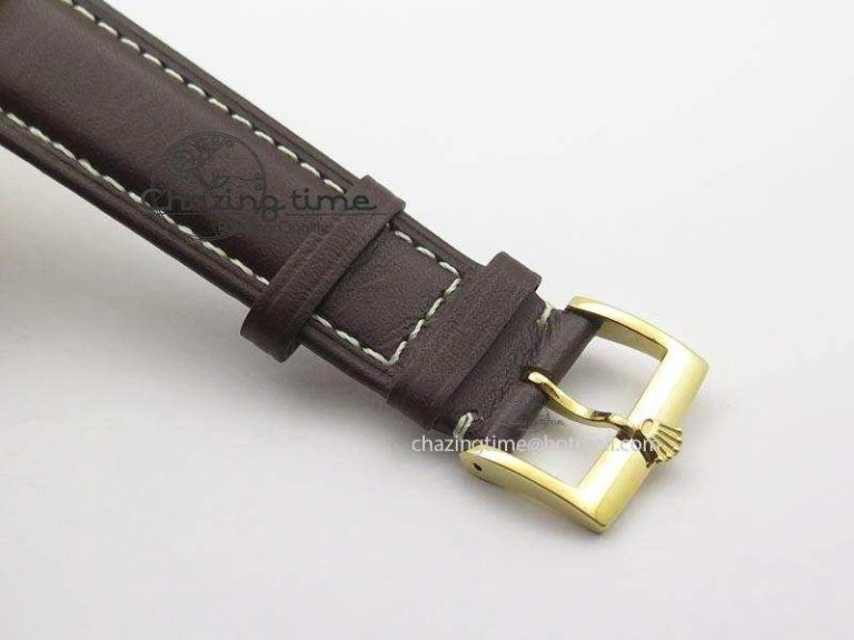 WeatherProof Cellini Date YG White Dial Numeral And Stick Markers On Brown Leather Strap A 3882