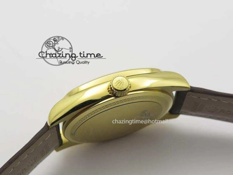 Cellini Date YG White Numeral Dial On Brown Leather Strap A TravelReady 3883