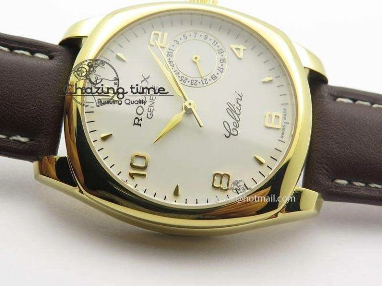 Cellini Date YG White Numeral Dial On Brown Leather Strap A TravelReady 3883