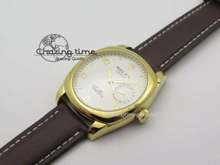 Cellini Date YG White Numeral Dial On Brown Leather Strap A TravelReady 3883