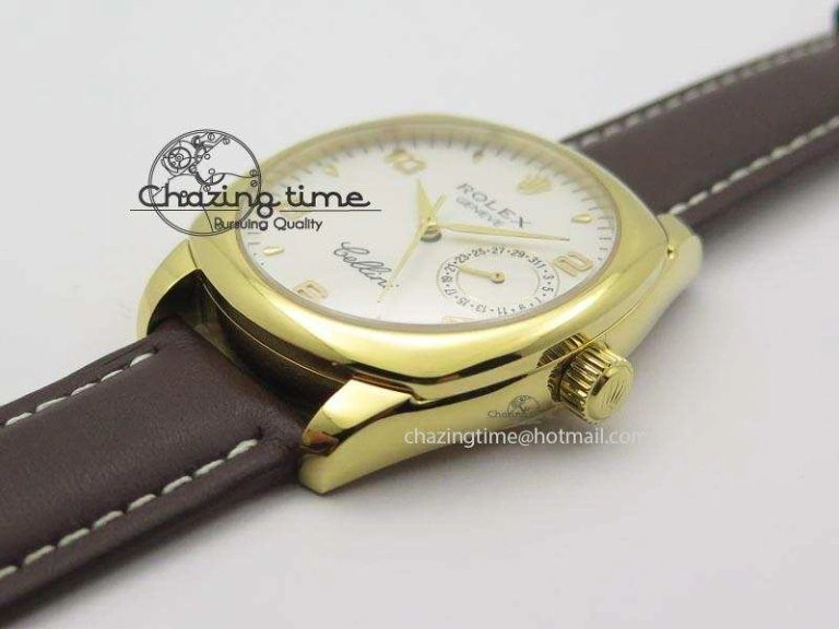 Cellini Date YG White Numeral Dial On Brown Leather Strap A TravelReady 3883