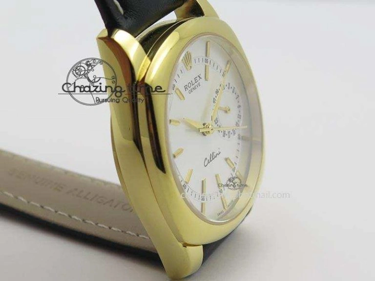 Cellini Date YG White Stick Dial On Black Leather Strap A Practical 3881