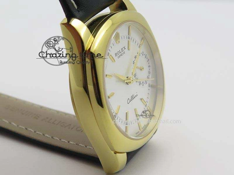 Cellini Date YG White Stick Dial On Black Leather Strap A Practical 3881