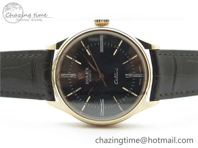 RelaxedFit Cellini RG KZF 1:1 Best Edition Black Dial on Brown Leather Strap SA 2777