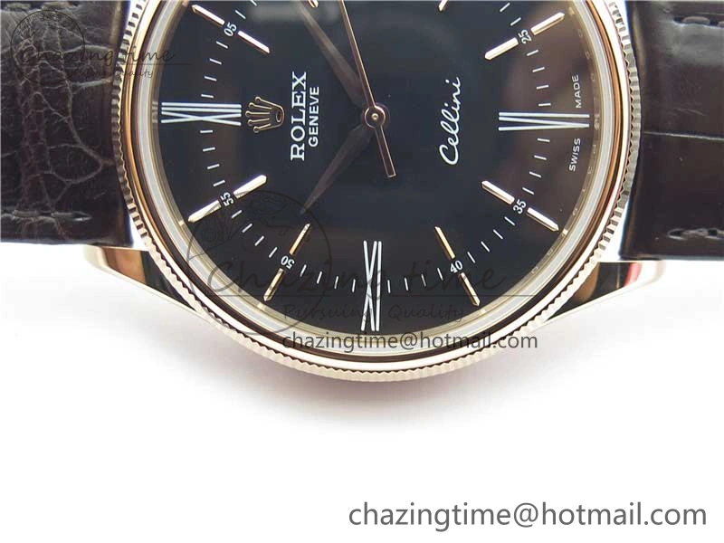RelaxedFit Cellini RG KZF 1:1 Best Edition Black Dial on Brown Leather Strap SA 2777