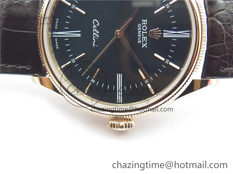 RelaxedFit Cellini RG KZF 1:1 Best Edition Black Dial on Brown Leather Strap SA 2777