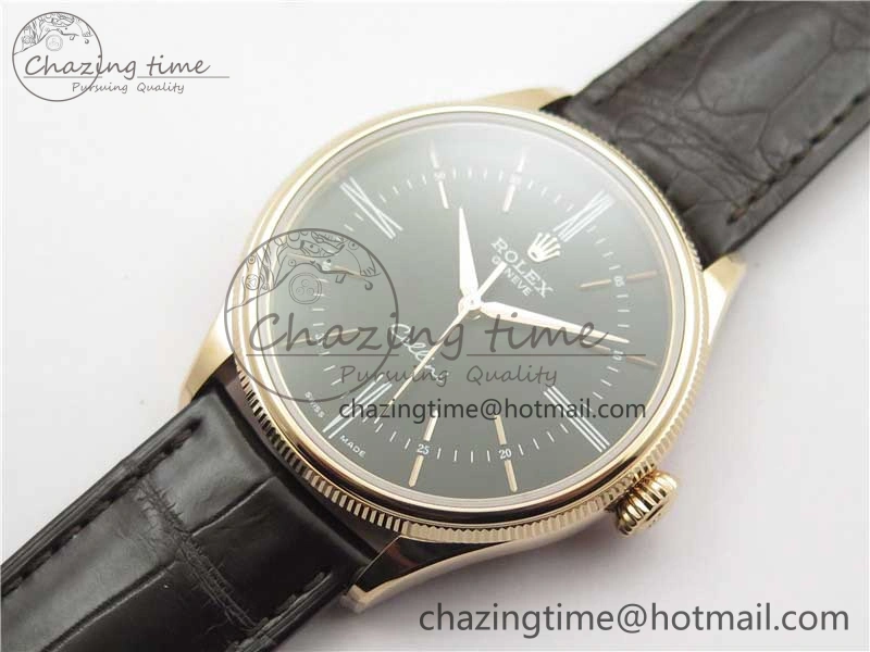 RelaxedFit Cellini RG KZF 1:1 Best Edition Black Dial on Brown Leather Strap SA 2777