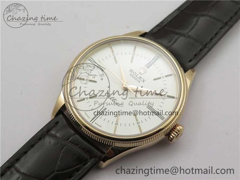 Chic Cellini RG KZF 1:1 Best Edition White Dial Roman Markers on Brown Leather Strap SA 2778