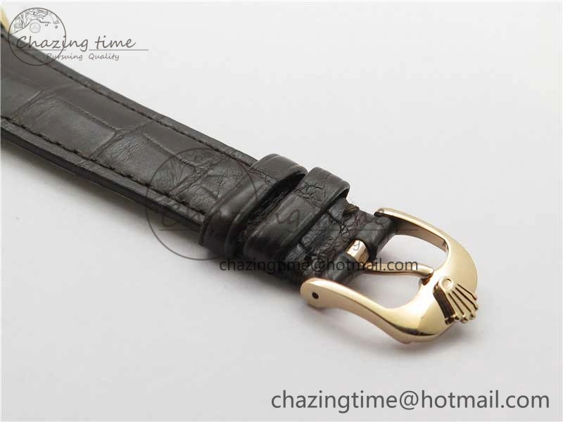 TimelessDesign Cellini RG KZF 1:1 Best Edition White Dial Stick Markers on Brown Leather Strap SA 2779