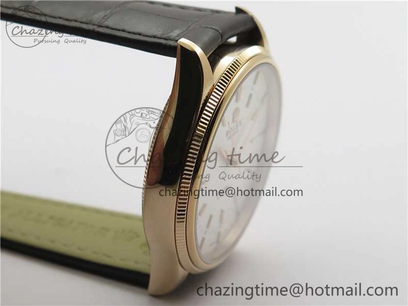 TimelessDesign Cellini RG KZF 1:1 Best Edition White Dial Stick Markers on Brown Leather Strap SA 2779