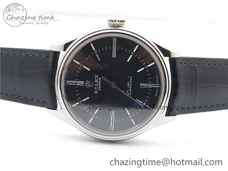 Minimalist Cellini SS KZF 1:1 Best Edition Black Dial on Black Leather Strap SA 2782