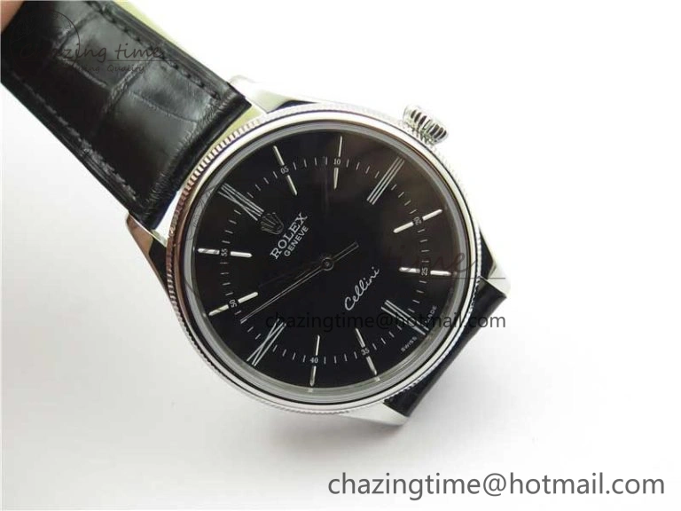 Minimalist Cellini SS KZF 1:1 Best Edition Black Dial on Black Leather Strap SA 2782