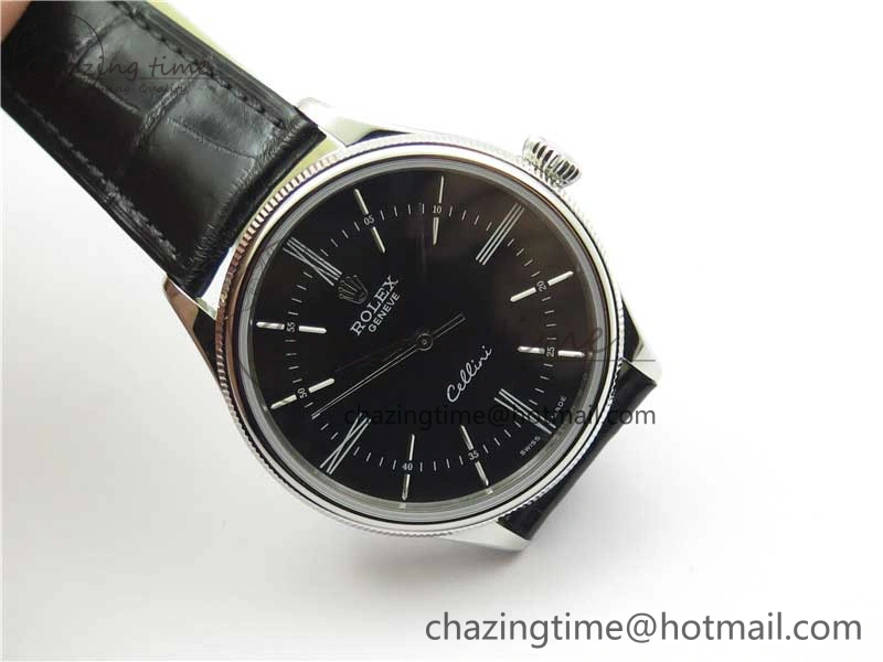 Minimalist Cellini SS KZF 1:1 Best Edition Black Dial on Black Leather Strap SA 2782