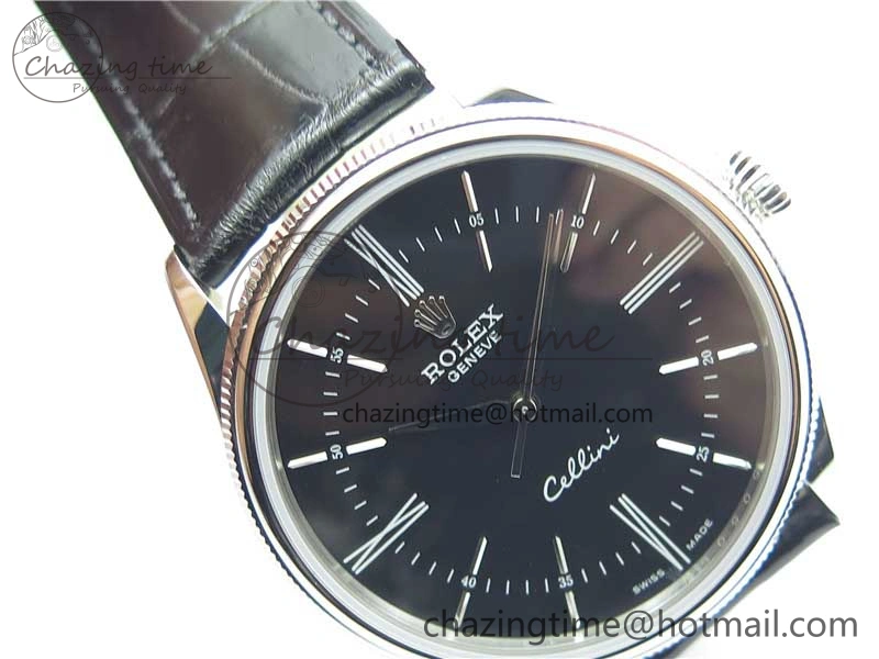 Minimalist Cellini SS KZF 1:1 Best Edition Black Dial on Black Leather Strap SA 2782