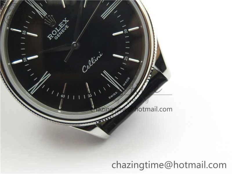 Minimalist Cellini SS KZF 1:1 Best Edition Black Dial on Black Leather Strap SA 2782