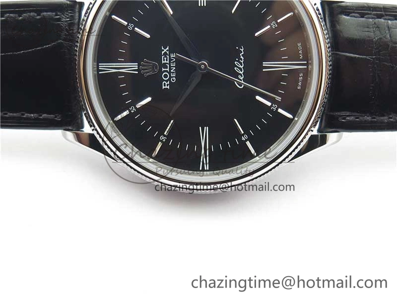 Minimalist Cellini SS KZF 1:1 Best Edition Black Dial on Black Leather Strap SA 2782
