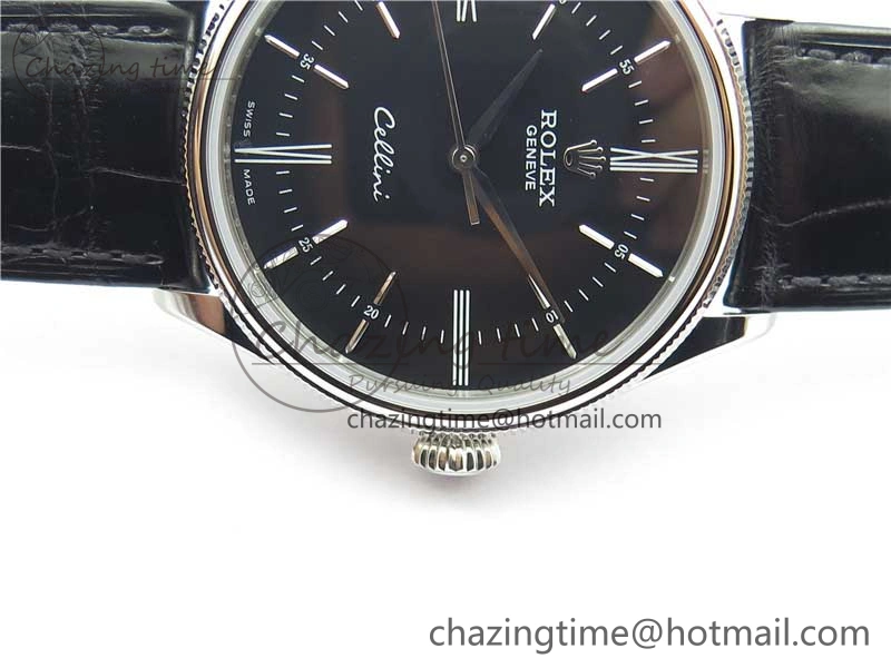 Minimalist Cellini SS KZF 1:1 Best Edition Black Dial on Black Leather Strap SA 2782