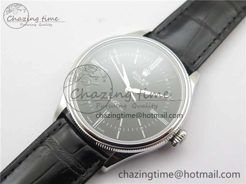Minimalist Cellini SS KZF 1:1 Best Edition Black Dial on Black Leather Strap SA 2782