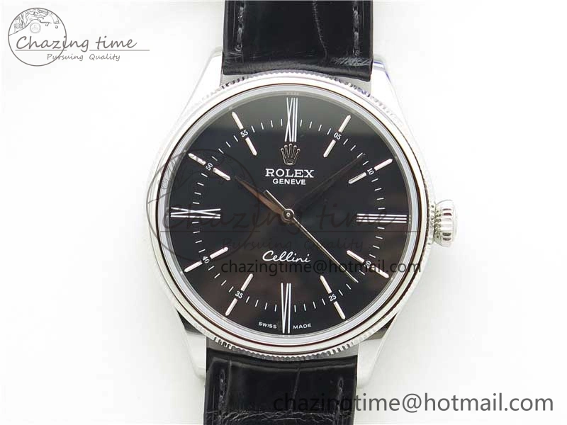 Minimalist Cellini SS KZF 1:1 Best Edition Black Dial on Black Leather Strap SA 2782