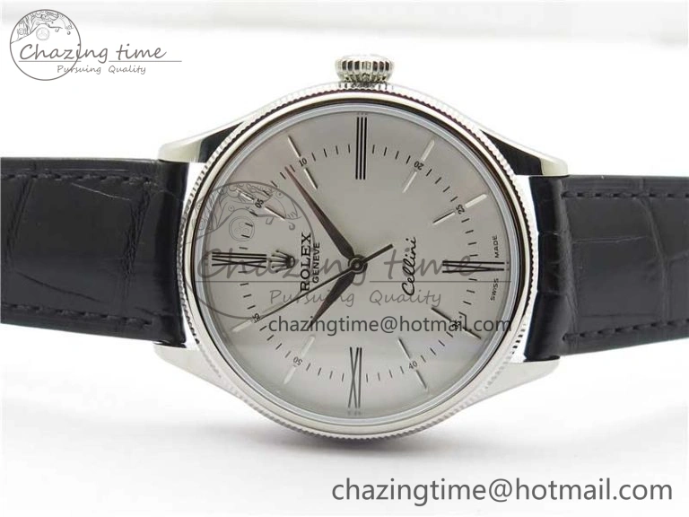 Cellini SS KZF 1:1 Best Edition White Dial Roman Markers on Black Leather Strap SA Unisex 2780
