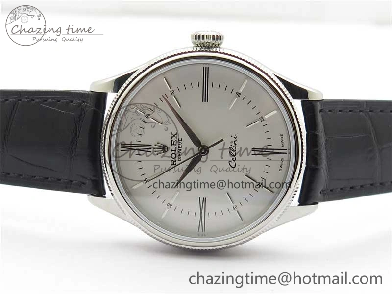 Cellini SS KZF 1:1 Best Edition White Dial Roman Markers on Black Leather Strap SA Unisex 2780