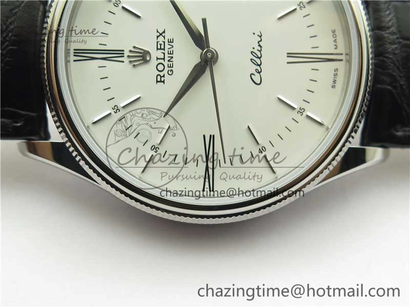 Cellini SS KZF 1:1 Best Edition White Dial Roman Markers on Black Leather Strap SA Unisex 2780