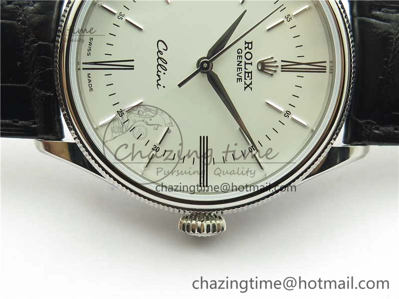 Cellini SS KZF 1:1 Best Edition White Dial Roman Markers on Black Leather Strap SA Unisex 2780