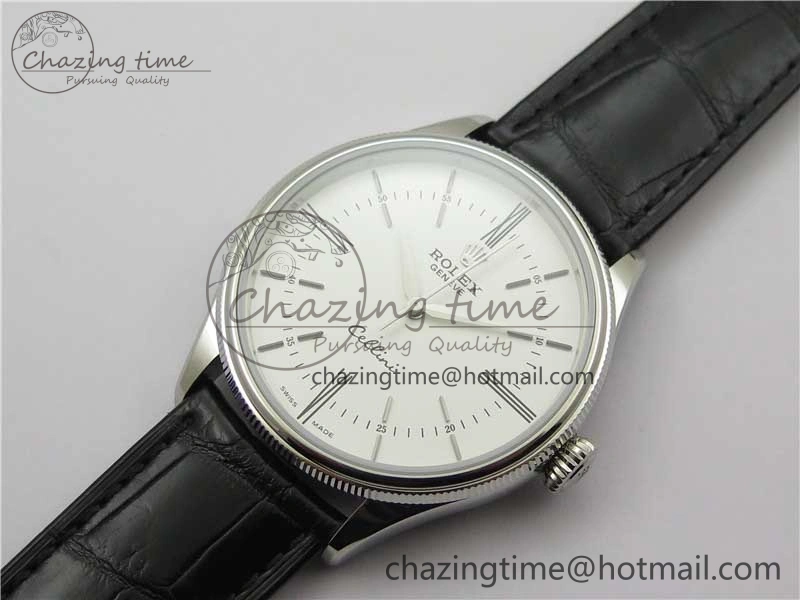 Cellini SS KZF 1:1 Best Edition White Dial Roman Markers on Black Leather Strap SA Unisex 2780