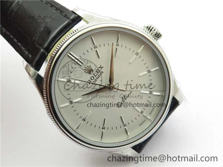 Cellini SS KZF 1:1 Best Edition White Dial Stick Markers on Black Leather Strap SA Breathable 2781