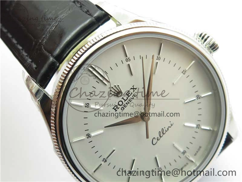 Cellini SS KZF 1:1 Best Edition White Dial Stick Markers on Black Leather Strap SA Breathable 2781