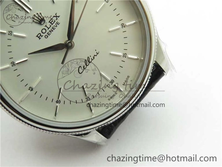 Cellini SS KZF 1:1 Best Edition White Dial Stick Markers on Black Leather Strap SA Breathable 2781